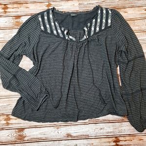 Lucky Brand Navy Bohemian Top Medium EUC